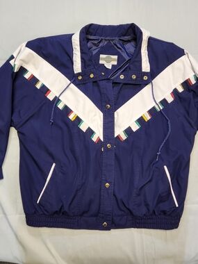 90s Out Brook Vintage Retro Colorblock Jacket Windbreaker Aztec Diamond VTG Y2K